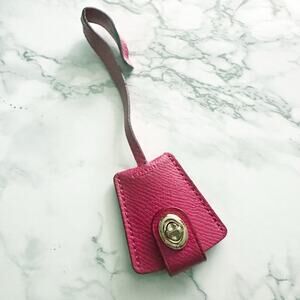 Coach Hot Pink Leather Turnlock Silvertone Pull Through Fob Purse Accessory
